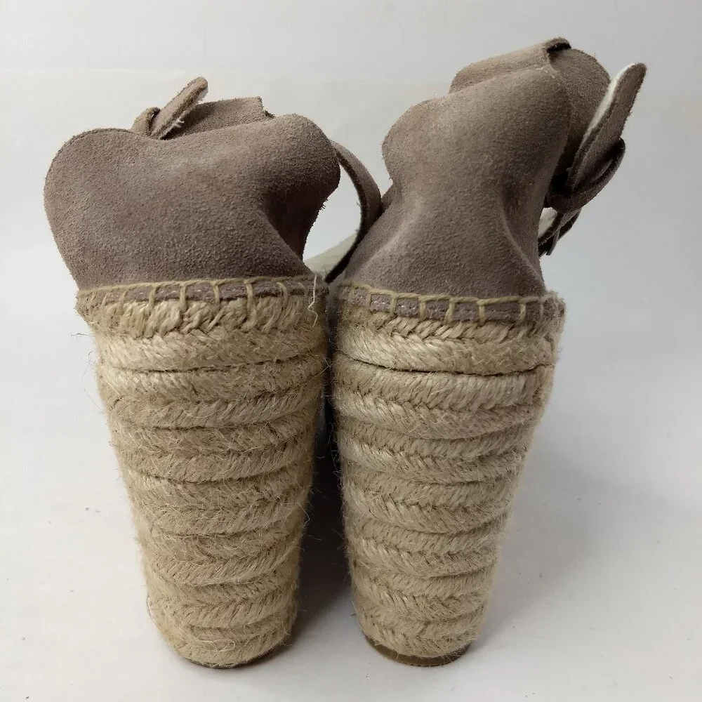 Soludos Positano Platform Rope Wedge Sandals Espadrilles Suede Leather Size 7.5